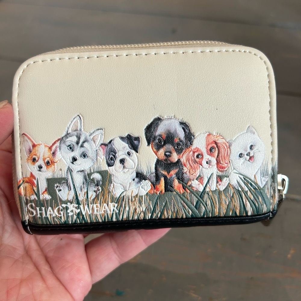 Cream Dog Print Wallet